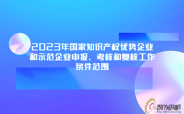 2023年國家知識產(chǎn)權(quán)優(yōu)勢企業(yè)和示范企業(yè)申報、考核和復核工作條件范圍